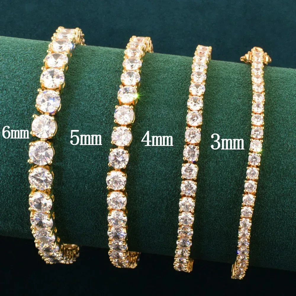Tennis Chain Bracelet with Copper & Zircon | Trendy Single Row Hip Hop Jewelry | Caratix Jewelry - CaratixJewelry