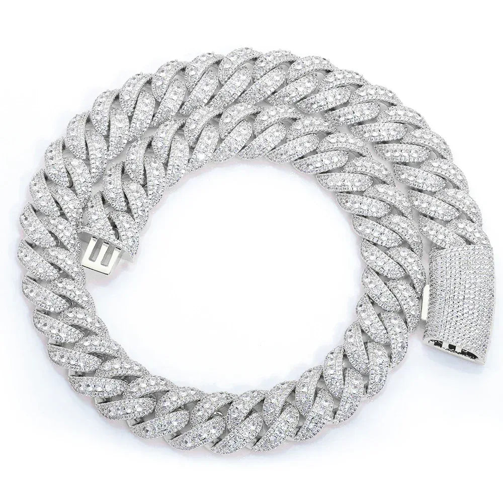 22mm Bubble Moissanite Cuban Link Chain – Custom S925 Sterling Silver Iced-Out Hip Hop Men’s Luxury Streetwear Necklace - CaratixJewelry