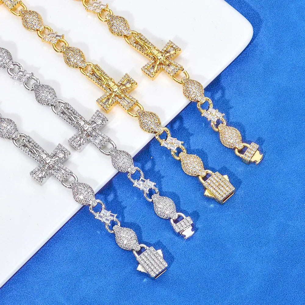 Moissanite Cross Pendant with Bead Chain for Men in S925 Sterling Silver - CaratixJewelry