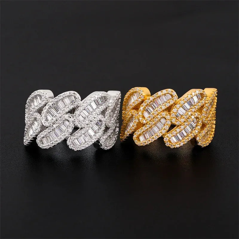 D-Color Step-Cut Moissanite Ring | S925 Silver Unisex Iced Out Hip Hop Jewelry - CaratixJewelry