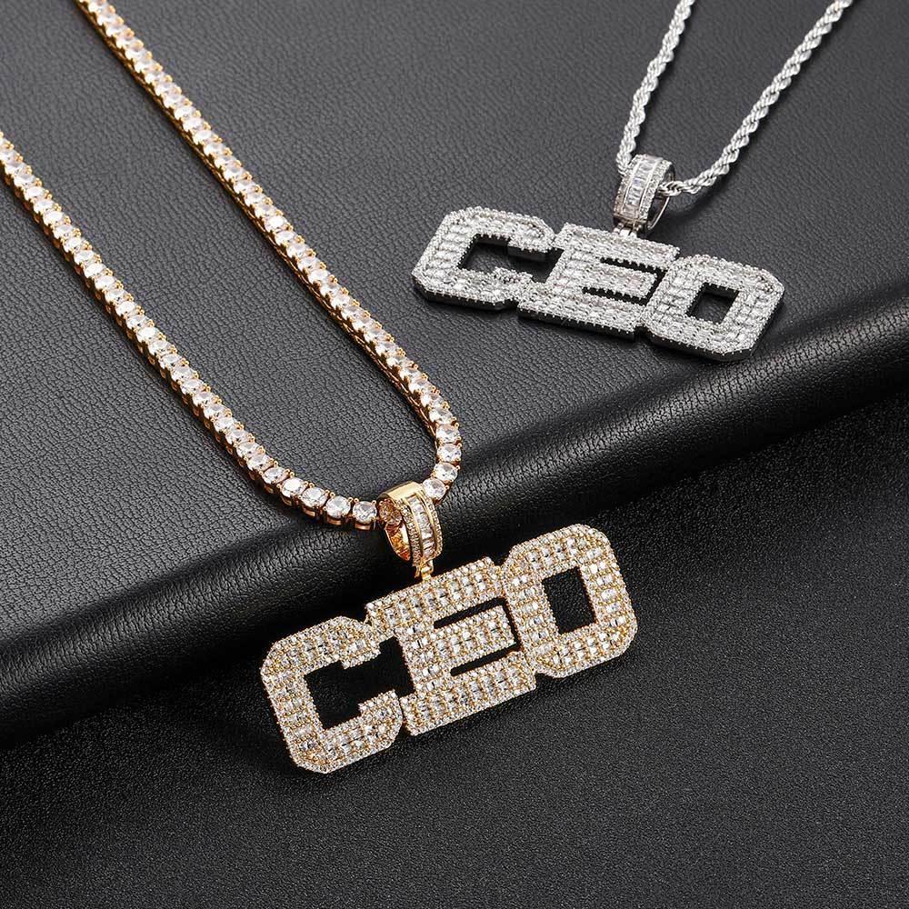 T-Shaped Zircon Letter Pendant Necklace with Gold Plating for Men | Caratix Jewelry - CaratixJewelry