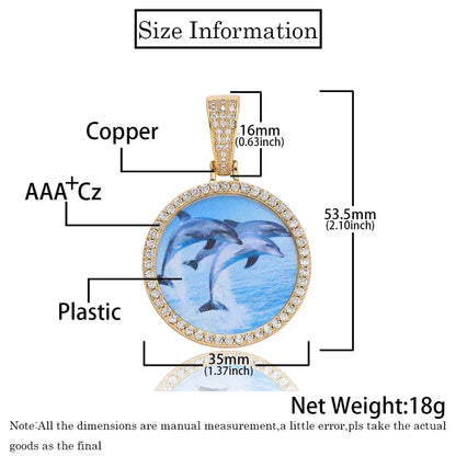Custom Round Photo Pendant Necklace with Zircon Stones for Men and Women | Caratix Jewelry - CaratixJewelry