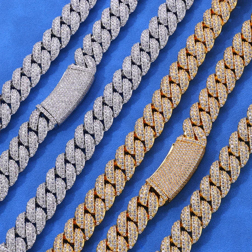 13mm Double Row Full Zircon Bubble Cuban Chain Custom Necklace - CaratixJewelry