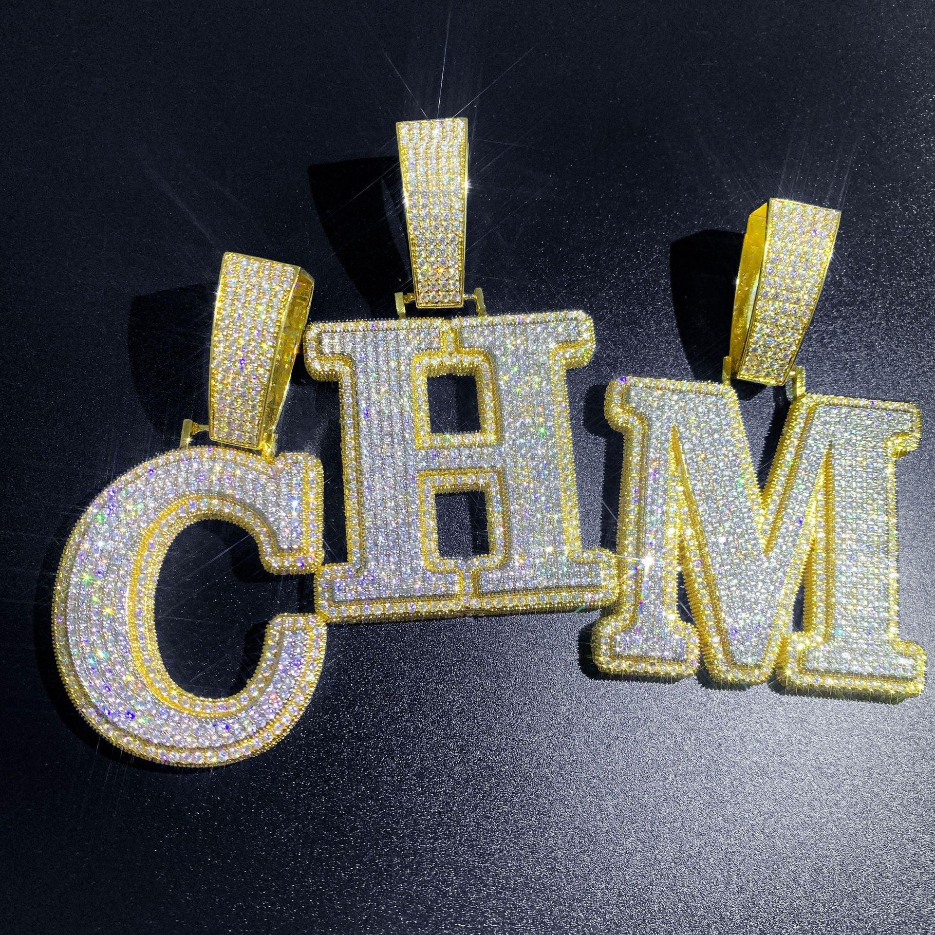 Iced Out Letter & Number Pendant | CZ Hip Hop Bling Jewelry Necklace - CaratixJewelry