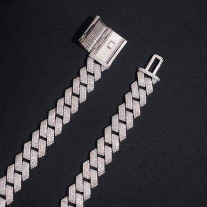 18mm Iced-Out Moissanite Cuban Link Chain – S925 Sterling Silver Hip Hop Streetwear Necklace - CaratixJewelry