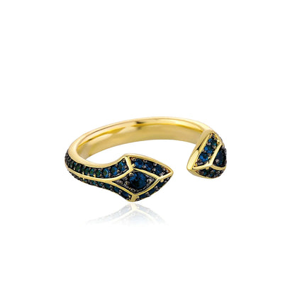 Double-Headed Snake Ring | Iced Out Guardian Serpent Band | Caratix