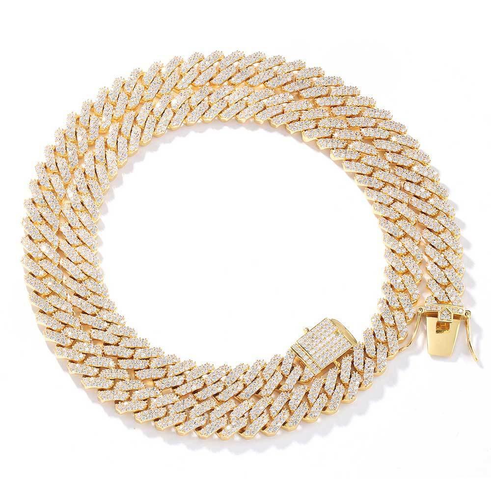 12mm Double Row Iced Out Cuban Chain Zircon Hip Hop Necklace - CaratixJewelry