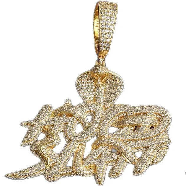 Iced Out King Cobra Pendant | Men's Real Copper 3D Serpent Necklace | - CaratixJewelry