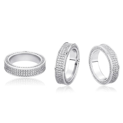 Men's Geometric Grid Iced Out Ring | Linear Split Pave Band | Caratix