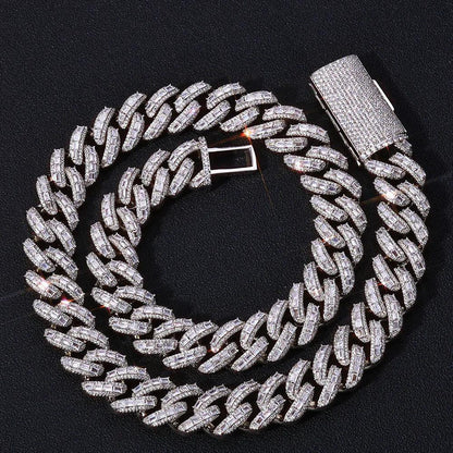 18mm Moissanite Cuban Link Chain for Men – S925 Sterling Silver Luxury Hip Hop Necklace - CaratixJewelry