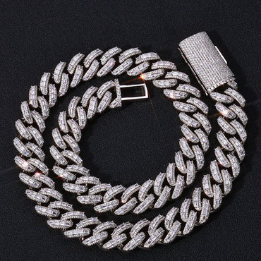 18mm Iced Out Cuban Chain Necklace Mixed Zircon Hip Hop Jewelry for Men | Caratix Jewelry - CaratixJewelry