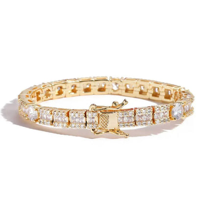 Custom 6mm Mixed-Cut Round & Square Tennis Chain Hip Hop Bling | Caratix - CaratixJewelry