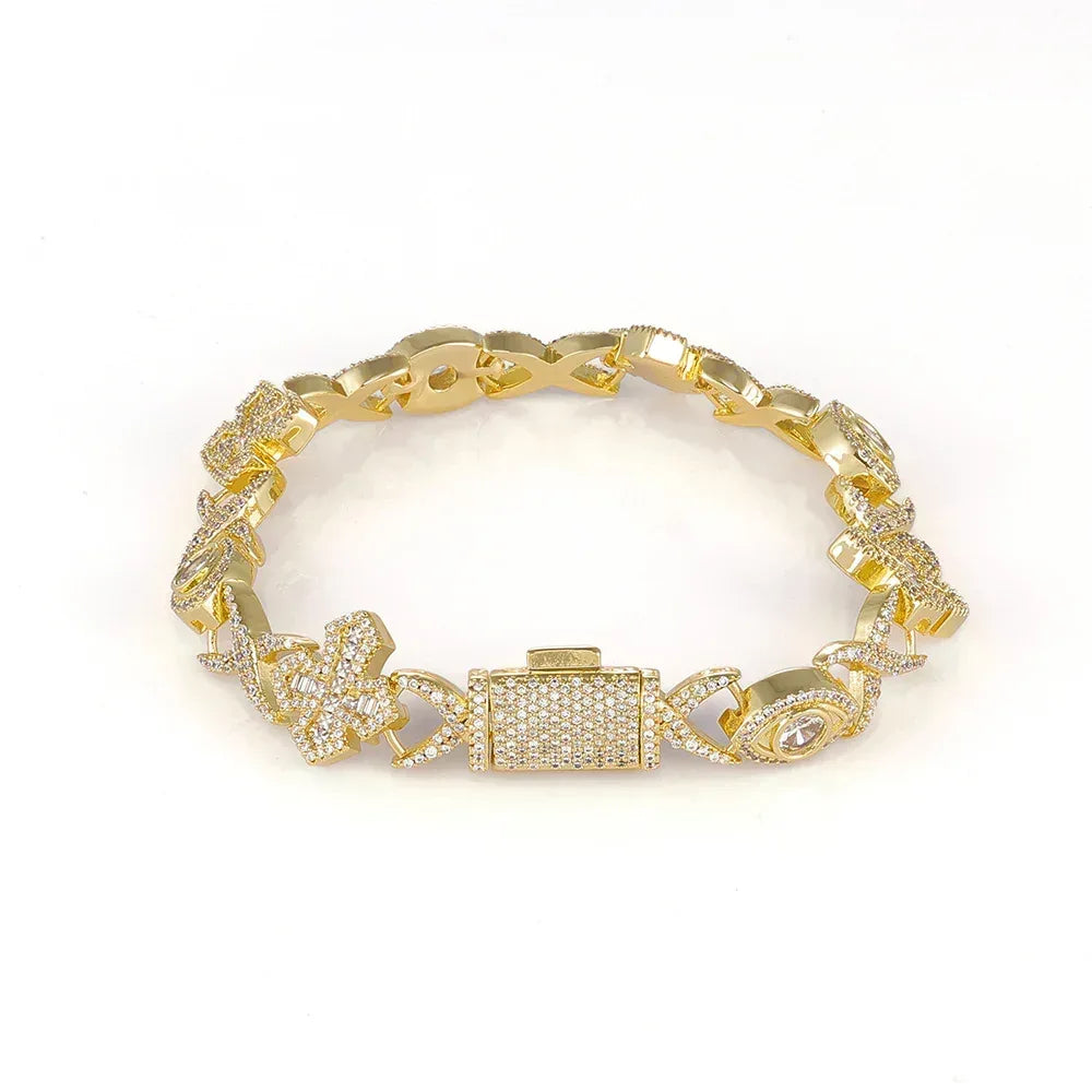 Iced Out Eye Cross Zircon Hip Hop Jewelry Bracelet for Men | Caratix Jewelry - CaratixJewelry