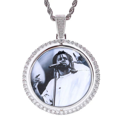 Photo Pendant Necklace Rotating Frame Zircon for Men | Caratix Jewelry - CaratixJewelry