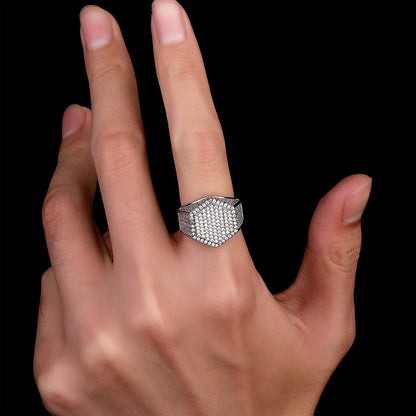 Geometric Polygon Wide Band Ring | Adjustable Open-Shank Jewelry | Caratix