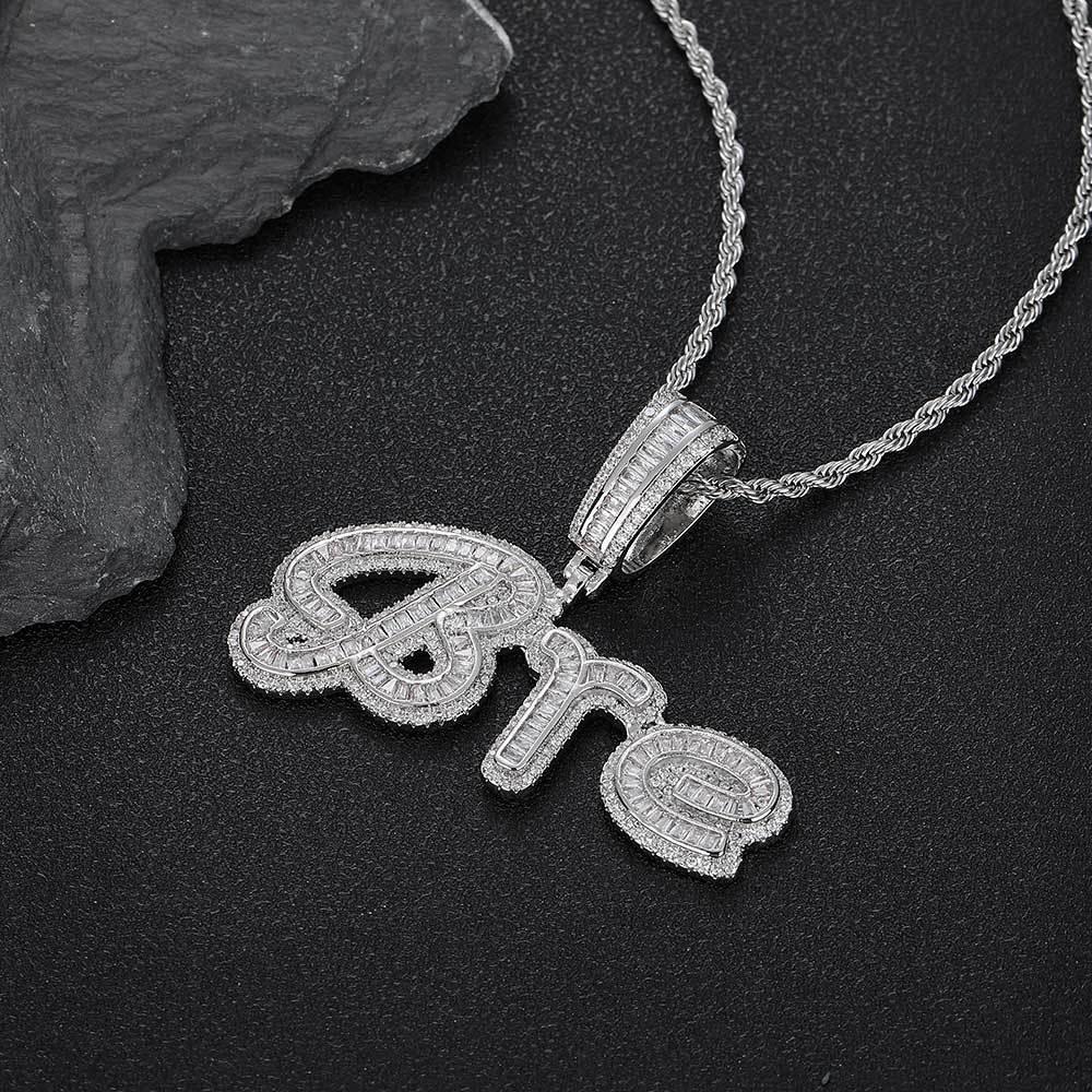 Custom Letter Pendant Necklace with Zircon Stones for Men and Women | Caratix Jewelry - CaratixJewelry