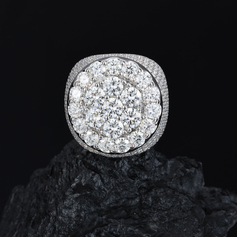 Fully Iced Out Moissanite Men's Ring 925 Silver | Caratix