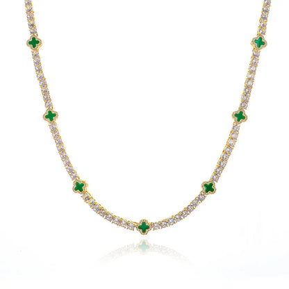 5mm Men's S925 Sterling Silver Clover Tennis Chain | Iced Out Zircon Necklace | Premium Gold Chain Rapper Aesthetic | Caratix - CaratixJewelry