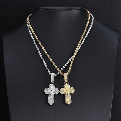 Custom Retro Cross Pendant S925 Silver Iced Out Chain for Rapper - CaratixJewelry