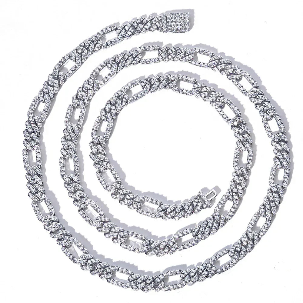 Custom 7mm 3-to-1 Iced Cuban Chain | Figaro Style - CaratixJewelry