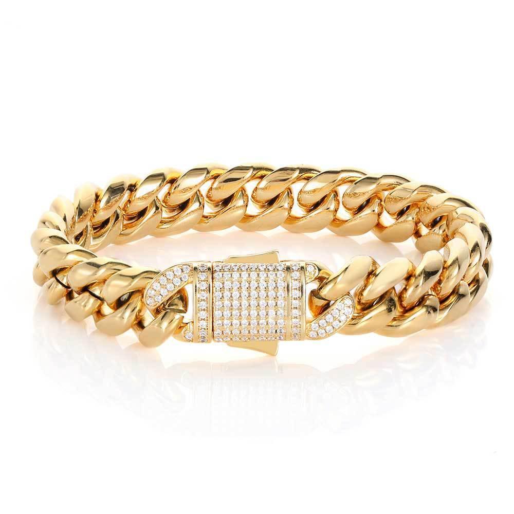 Cuban Link Bracelet with Spring Clasp and 18K Gold - CaratixJewelry