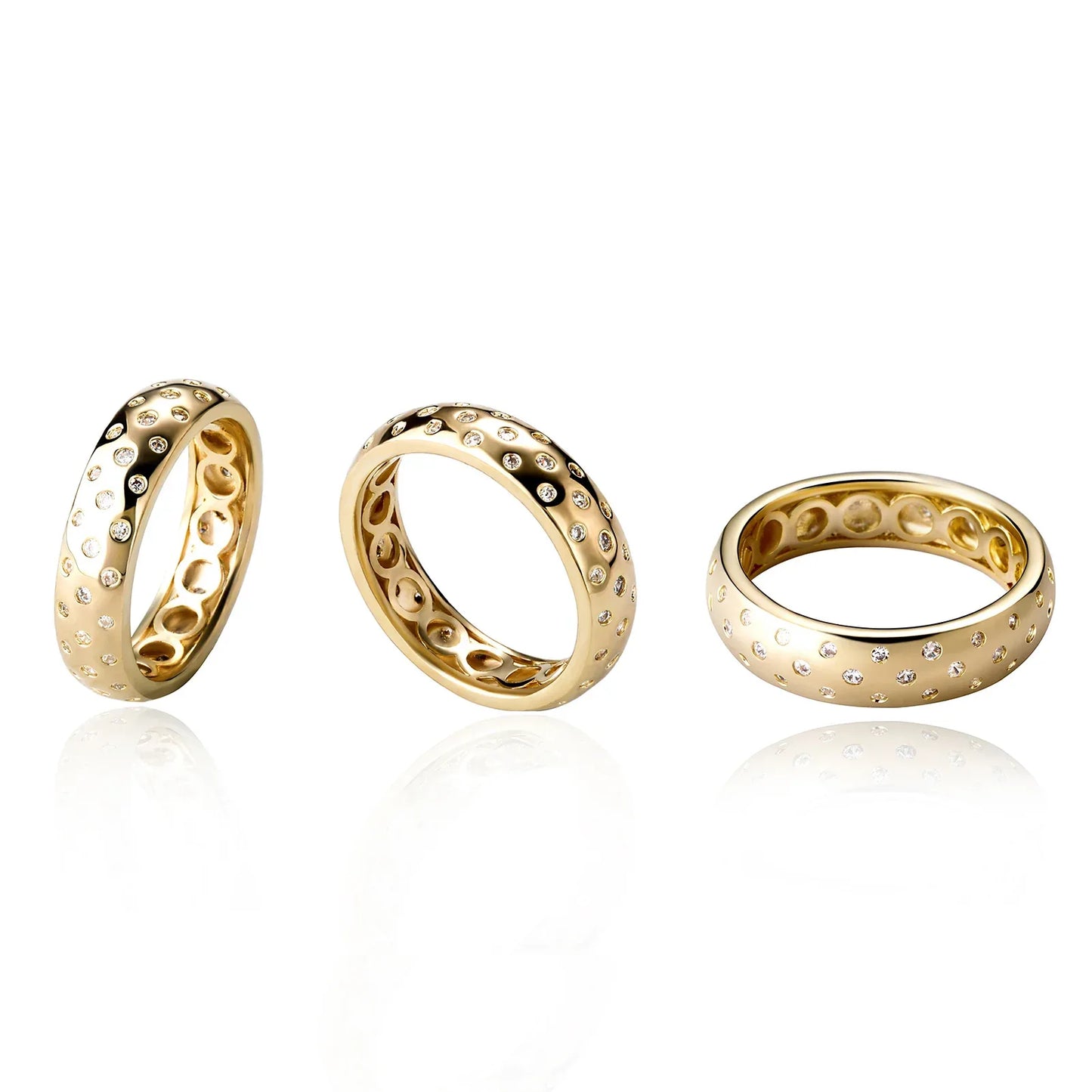 Minimalist Stardust Pave Ring | Elegant Star-Set Zirconia Band | Caratix
