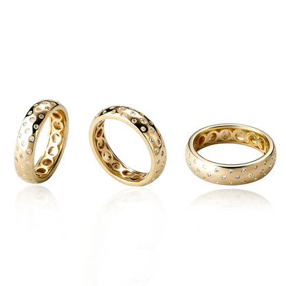 Minimalist Stardust Pave Ring | Elegant Star-Set Zirconia Band | Caratix