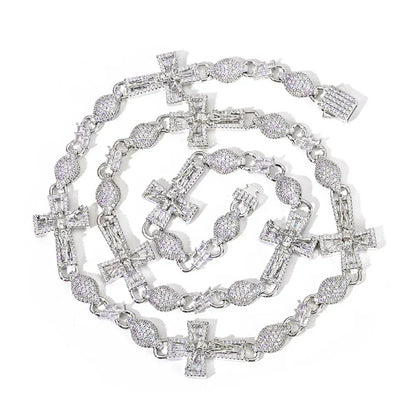 Moissanite Cross Pendant with Bead Chain for Men in S925 Sterling Silver - CaratixJewelry