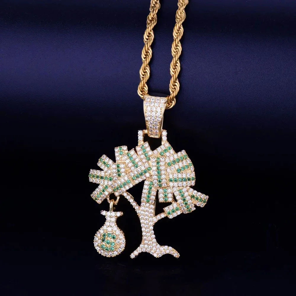 Men's Wealth Symbol Necklace | Premium Copper CZ Prosperity Jewelry - CaratixJewelry