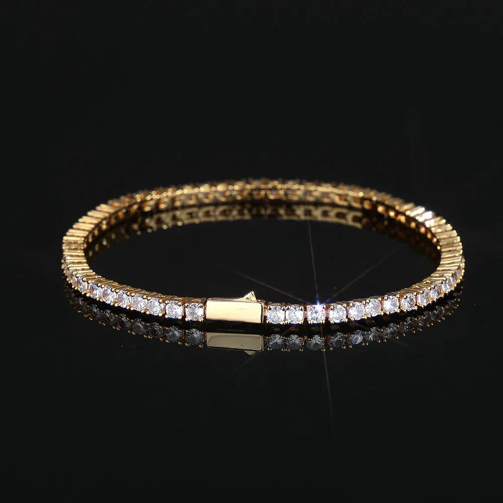 Single Row Zircon Tennis Chain Bracelet with Spring Clasp for Men | Caratix Jewelry - CaratixJewelry