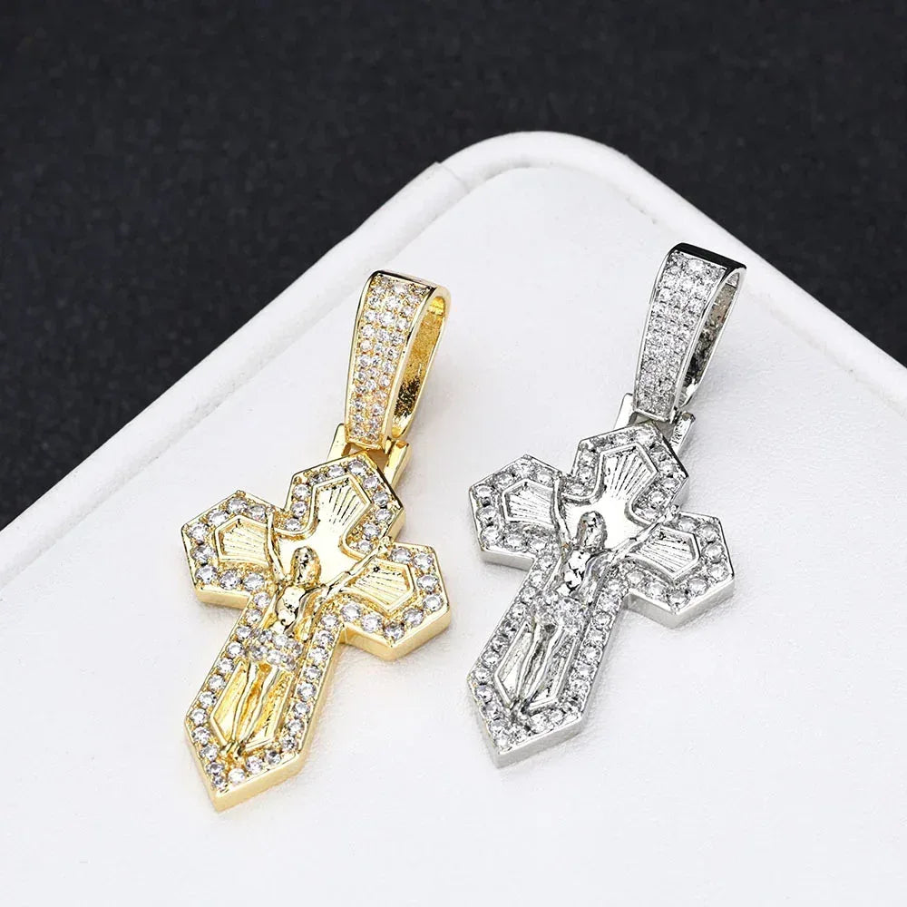 Custom Retro Cross Pendant S925 Silver Iced Out Chain for Rapper - CaratixJewelry
