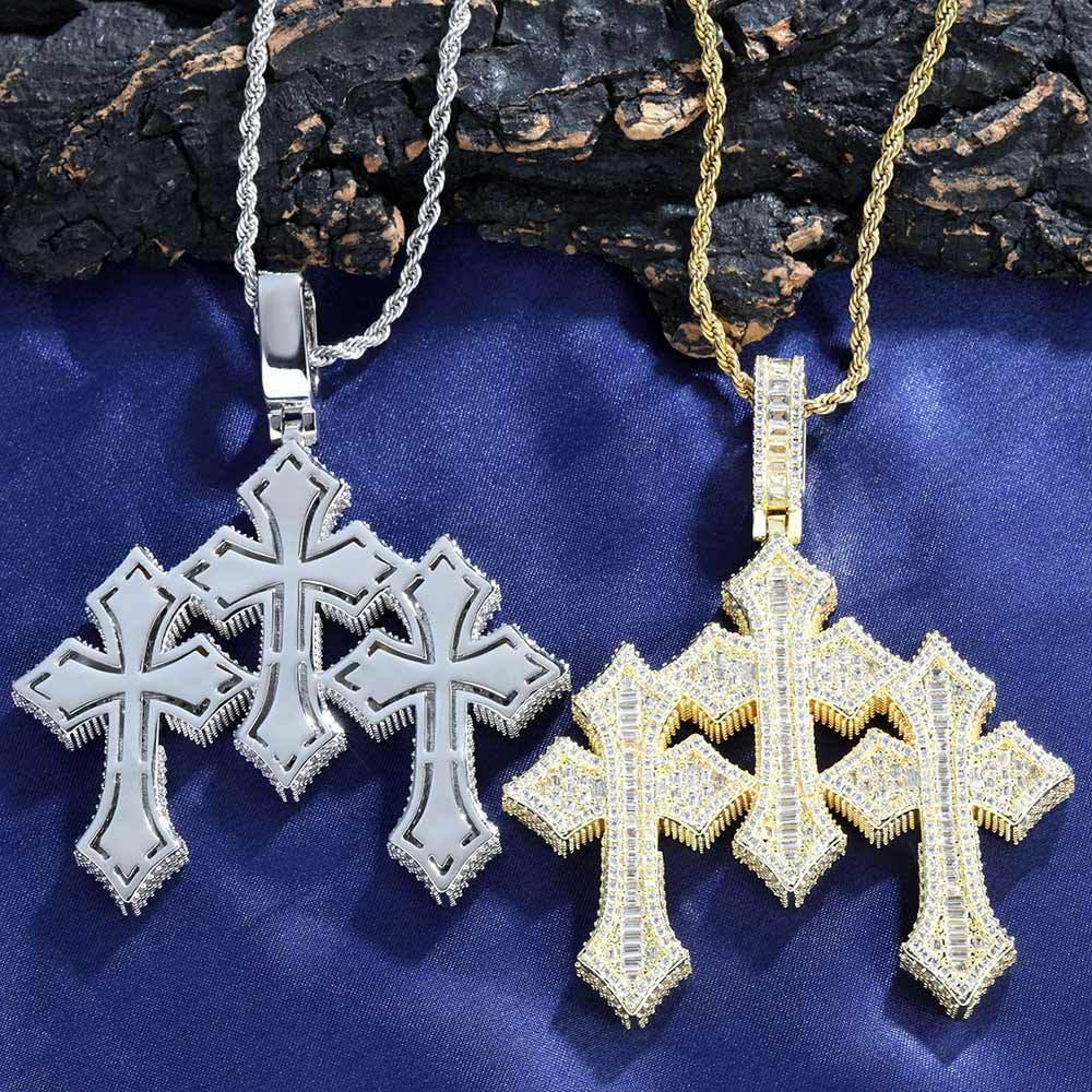 S925 Silver Moissanite Cross Pendant Necklace for Men | Caratix Jewelry - CaratixJewelry