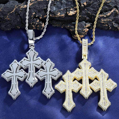 S925 Silver Moissanite Cross Pendant Necklace for Men | Caratix Jewelry - CaratixJewelry