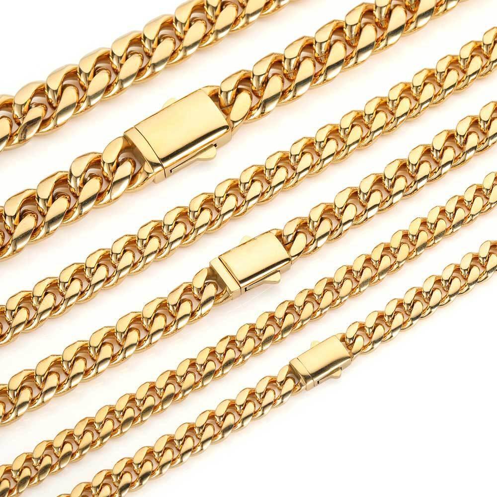 Stainless Steel Cuban Chain Necklace with Spring Clasp Hip Hop Style for Men | Caratix Jewelry - CaratixJewelry
