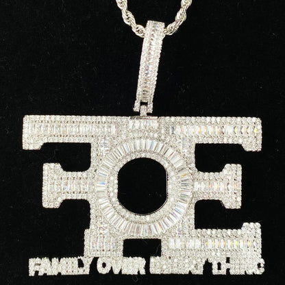 New Iced Out "FOE" Pendant | Women's "Family Over Everything" Necklace - CaratixJewelry