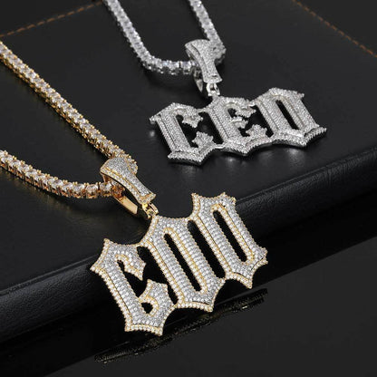 Custom Spiked Letter Pendant Necklace with Zircon Stones for Men | Caratix Jewelry - CaratixJewelry