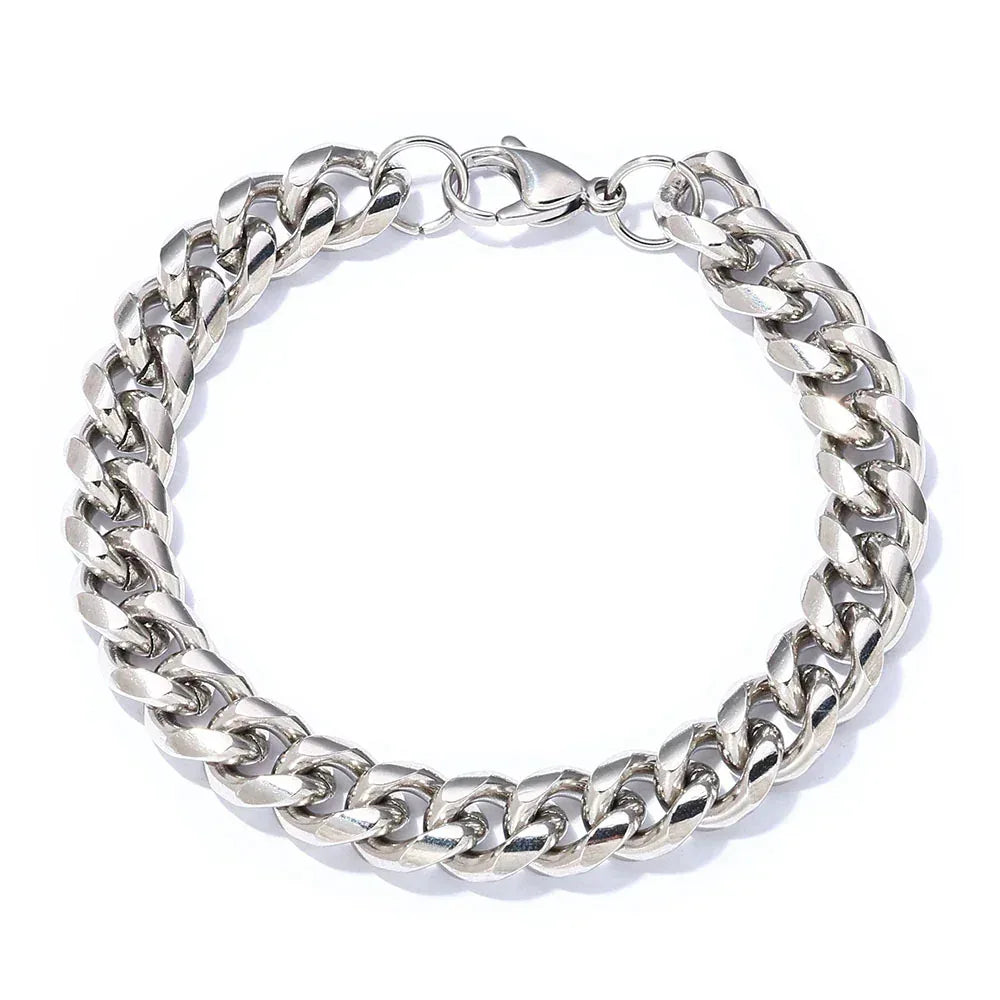 Lobster Clasp Cuban Link Bracelet with 18K Gold and Stainless Steel - CaratixJewelry