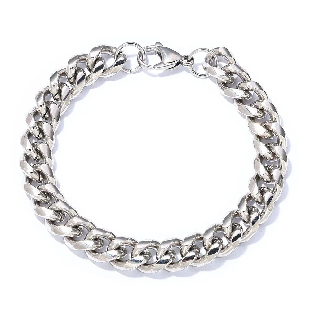 Rounded Cuban Link Stainless Steel Necklace with Lobster Clasp Gold Chain Rapper Style for Men | Caratix Jewelry - CaratixJewelry
