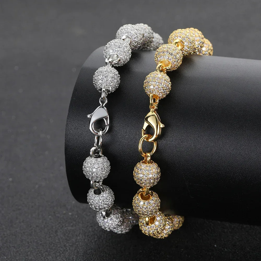 8mm Bead Chain Bracelet with Zircon | Men’s Trendy Personalized Jewelry | Caratix Jewelry - CaratixJewelry