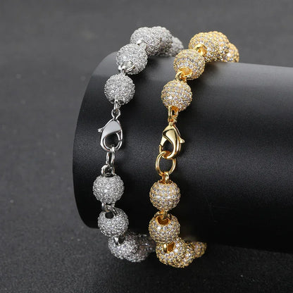 8mm Bead Chain Bracelet with Zircon | Men’s Trendy Personalized Jewelry | Caratix Jewelry - CaratixJewelry