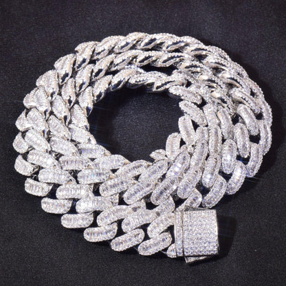 12mm T-Cut Zircon Chain Necklace for Men | Gold & Silver - CaratixJewelry