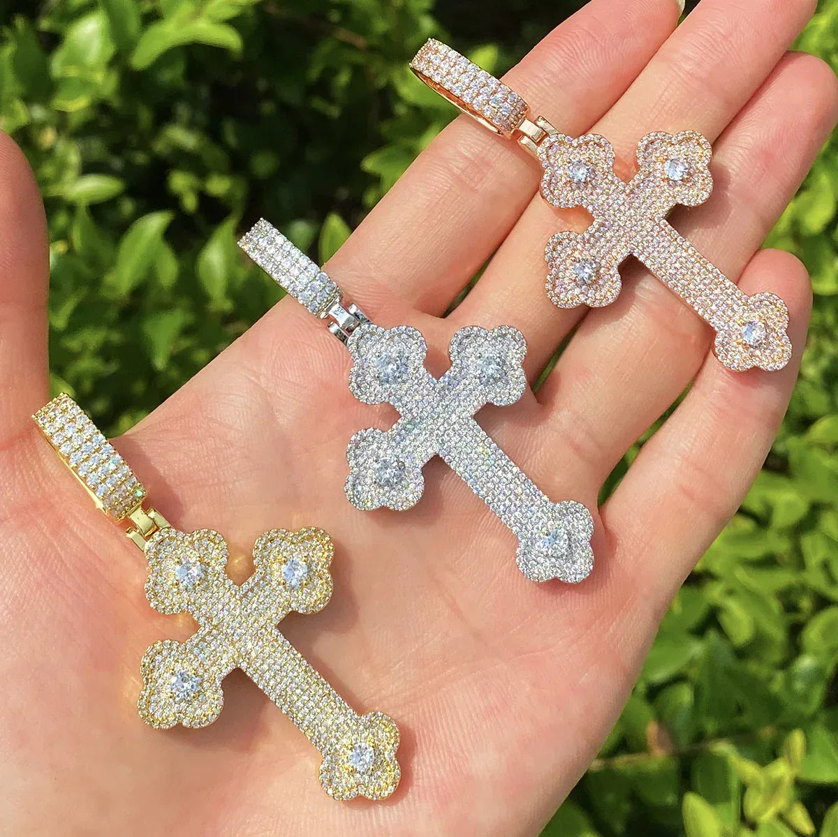 Iced Out "Cloud Cross" Pendant | Men's Real Copper CZ Necklace - CaratixJewelry