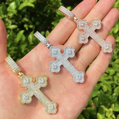 Iced Out "Cloud Cross" Pendant | Men's Real Copper CZ Necklace - CaratixJewelry