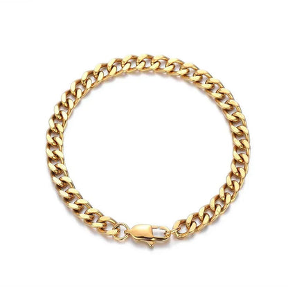 6mm Cuban Link Bracelet with Stainless Steel and Titanium Steel - CaratixJewelry