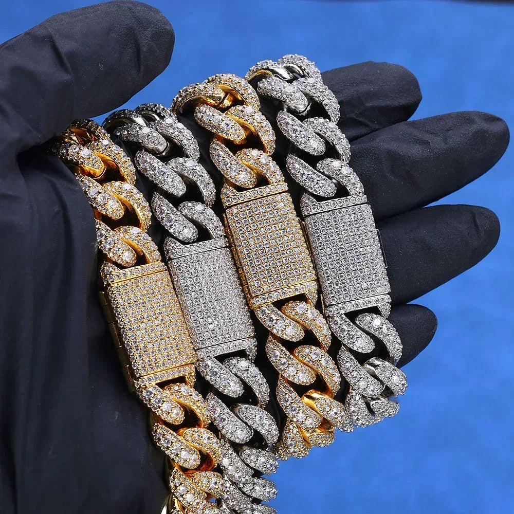 Bold Moissanite Cuban Link Chain – S925 Sterling Silver Iced-Out Hip Hop Men’s Luxury Statement Streetwear Necklace - CaratixJewelry
