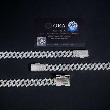 13mm Moissanite Cuban Link Necklace | S925 Silver Men’s Iced Out Hip Hop Chain - CaratixJewelry
