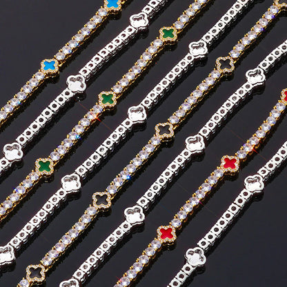 4mm S925 Sterling Silver Moissanite Clover Tennis Chain | VVS1 Moissanite Tester Passed Necklace | Premium Hip Hop Bling | Caratix - CaratixJewelry