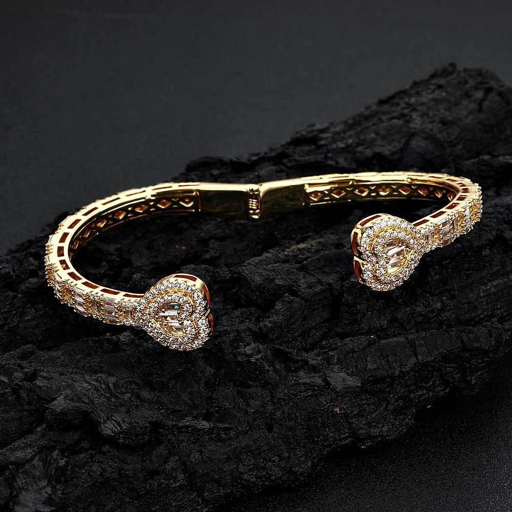 Heart-Shaped Zircon Stone Bracelet for Men | Punk Style Hip Hop Jewelry | Caratix Jewelry - CaratixJewelry