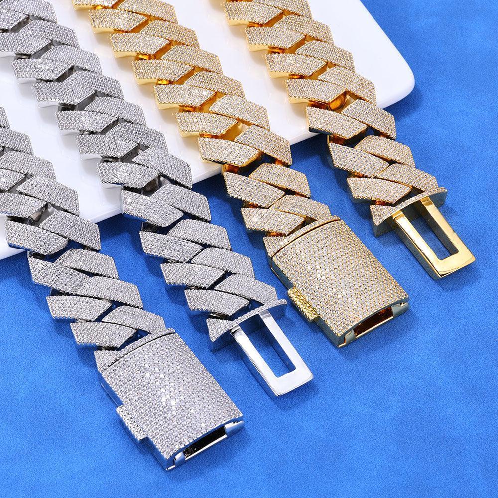 Iced Out Cuban Bracelet Six Row Zircon Cuban Link Gold Chain Style - CaratixJewelry