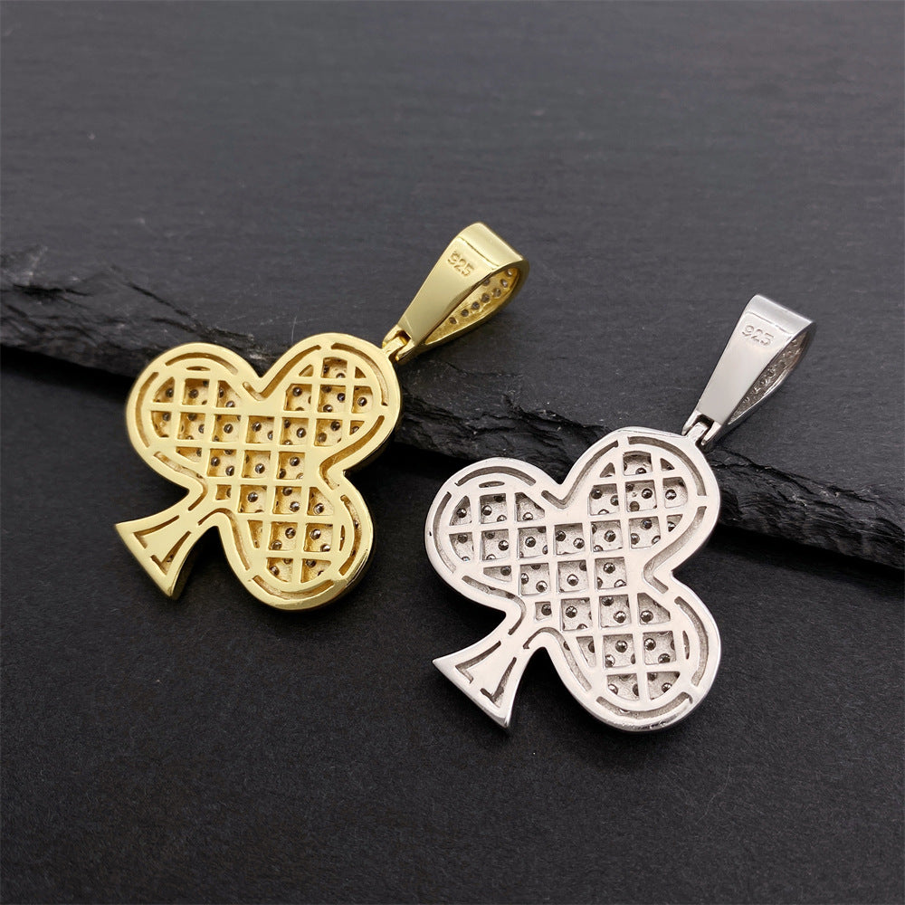 S925 Silver Moissanite Plum Blossom Pendant | Iced Out Flower Charm for Tennis Chains | Caratix